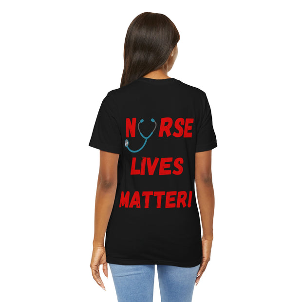 Nurse Lives Matter T-shirt, black, back, red font