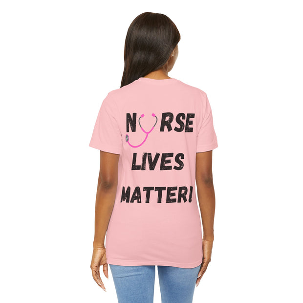 Nurse Lives Matter T-shirt, pink, back, black font