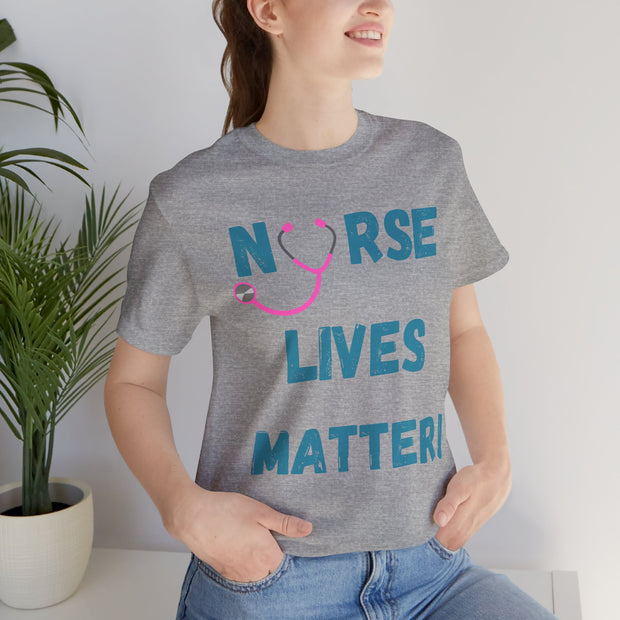 Nurse lives matter t-shirt, grey, front