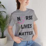 Nurse Lives Matter T-shirt, grey front, black font