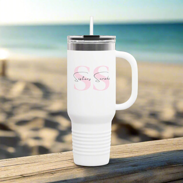 40 oz white tumbler, white 40 oz tumbler, white tumbler, large tumbler, hot cold drink tumbler
