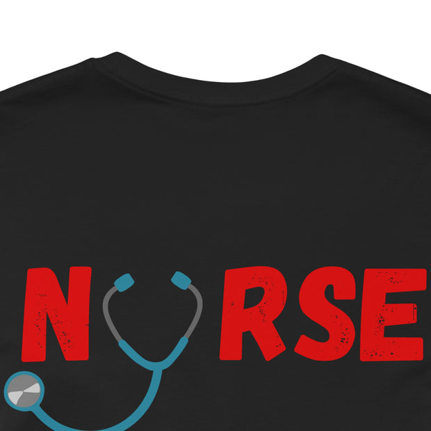 Nurse Lives Matter T-shirt, black, back collar, red font