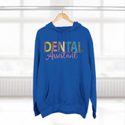 Fleece Hoodie - Dental Assistant Leopard Print with Pink Elegant Font - VanessaRae