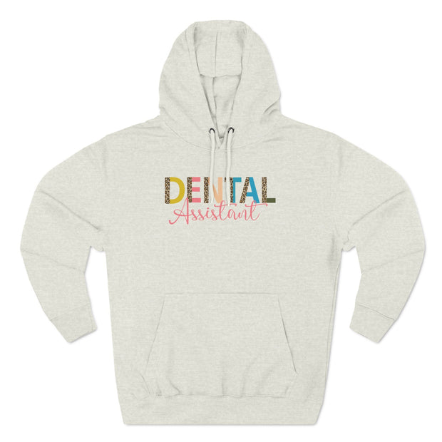 Fleece Hoodie - Dental Assistant Leopard Print with Pink Elegant Font - VanessaRae