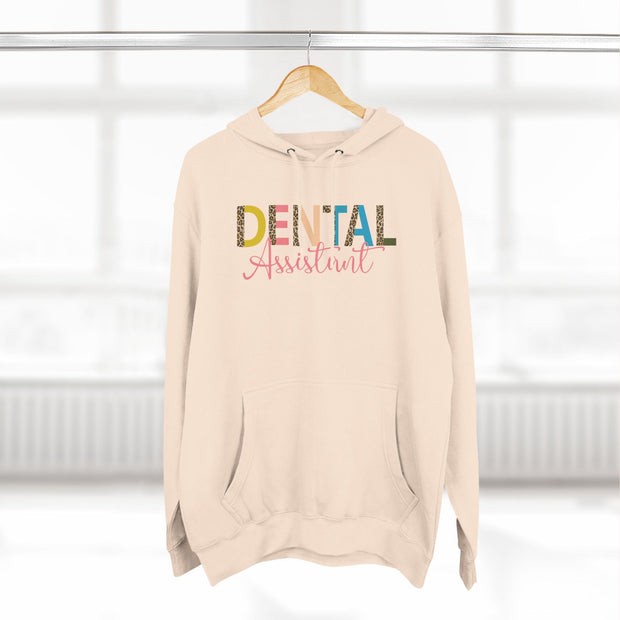 Fleece Hoodie - Dental Assistant Leopard Print with Pink Elegant Font - VanessaRae