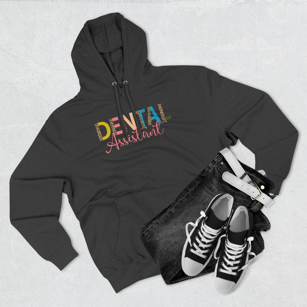 Fleece Hoodie - Dental Assistant Leopard Print with Pink Elegant Font - VanessaRae