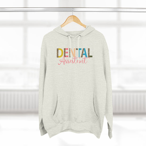 Fleece Hoodie - Dental Assistant Leopard Print with Pink Elegant Font - VanessaRae