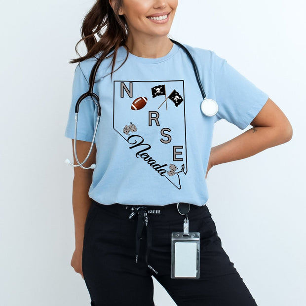 Nevada Nurse Football T-shirt - VanessaRae