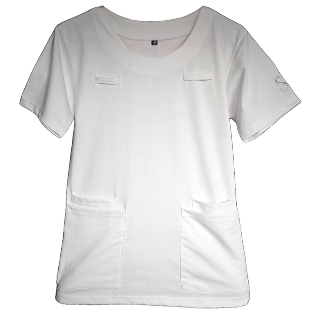 scrub top white front