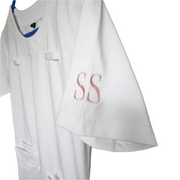 white scrub top sleeve